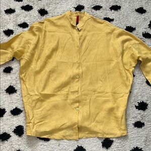 Blanque One Size Oversized Yellow Button-Up Shirt